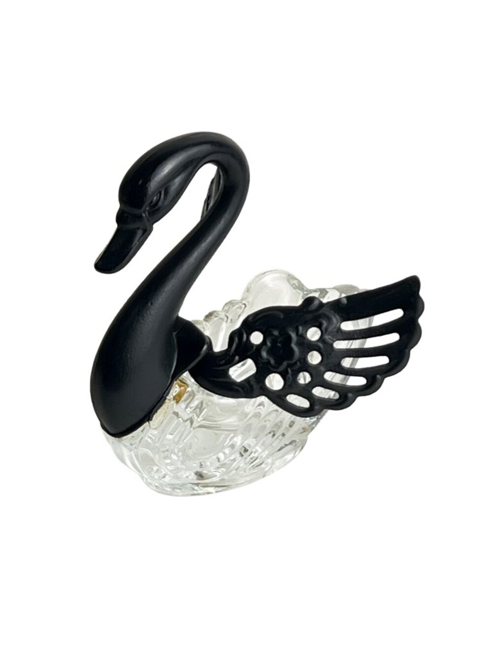 Gothic Glass Swan Open Salt Dish w/Articulated Wings Made in Italy